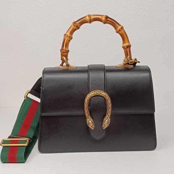 GUCCI Dionysus Bamboo Black Leather Satchel 770-092025 - Picture 2 of 16